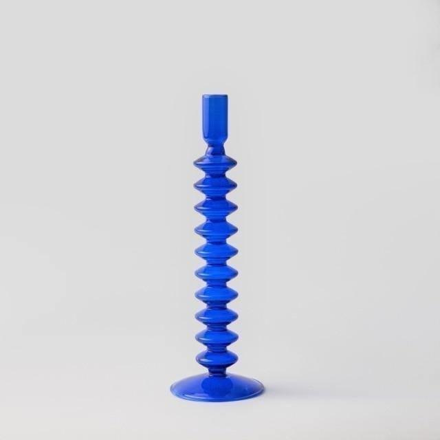 Azure Taper Glass Candle Holders